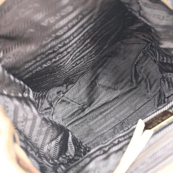 PRADA Logo Backpack Bag Drawstring Nylon Leather Beige Italy 38KA864 - Picture 8 of 15